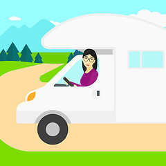 Image showing Woman driving motor home.