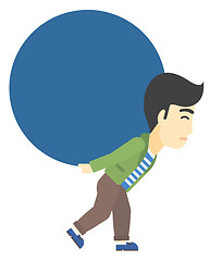 Image showing Man carrying big ball.