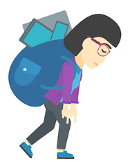 Image showing Woman with backpack full of devices.