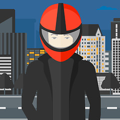 Image showing Man in biker helmet.