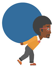Image showing Man carrying big ball.