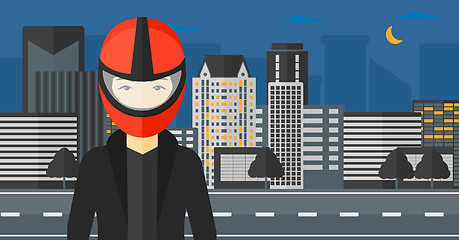 Image showing Woman in biker helmet.