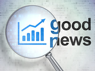 Image showing News concept: Growth Graph and Good News with optical glass