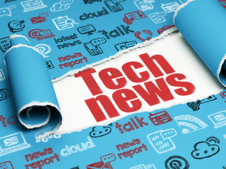 Image showing News concept: red text Tech News under the piece of  torn paper