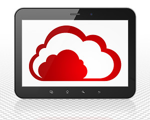 Image showing Cloud computing concept: Tablet Pc Computer with Cloud on display