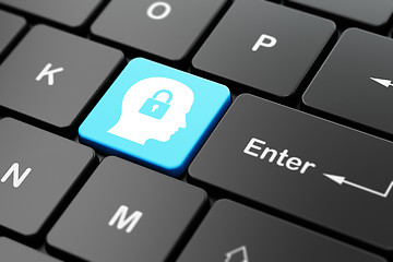 Image showing Business concept: Head With Padlock on computer keyboard background