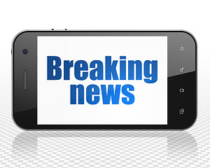 Image showing News concept: Smartphone with Breaking News on display