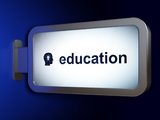 Image showing Studying concept: Education and Head With Light Bulb on billboard background