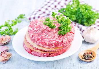 Image showing raw burgers