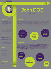 Image showing Modern resume cv template with curly arrows