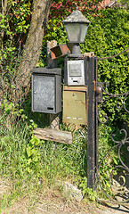 Image showing garden gate and letter boxes