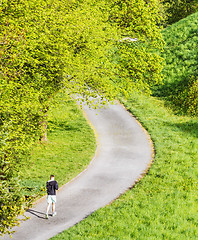 Image showing Running round the path