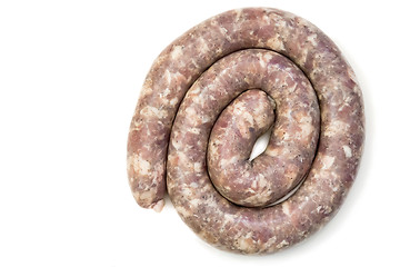 Image showing Raw pork sausage is homemade.