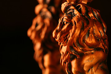 Image showing Two Red Bronze Lions