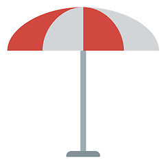 Image showing Striped beach umbrella. 