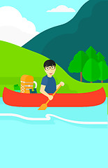 Image showing Man canoeing on the river.