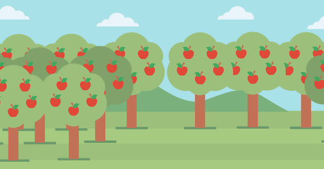 Image showing Background of  trees with red apples.