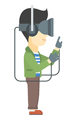 Image showing Man wearing virtual reality headset.