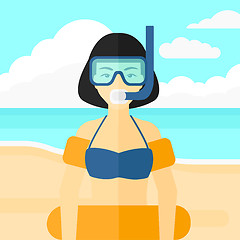 Image showing Woman with swimming equipment.