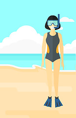 Image showing Woman with swimming equipment.