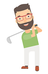 Image showing Golf player hitting the ball.