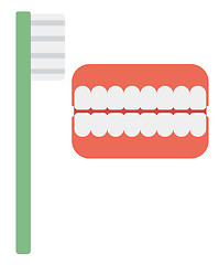 Image showing Dental jaw model and toothbrush. 