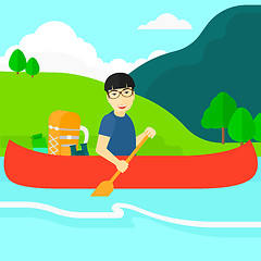 Image showing Man canoeing on the river.