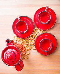 Image showing Tea cup with crispy cookies