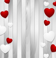 Image showing Valentine hearts on light grey wooden texture background