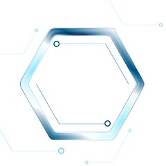 Image showing Blue tech hexagon on white background