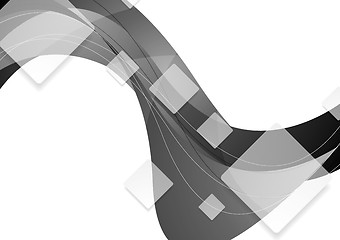 Image showing Tech geometric wavy grey background