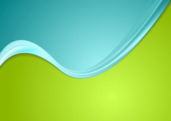 Image showing Green and cyan contrast gradient color wavy design