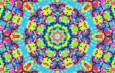 Image showing Bright abstract concentric mosaic pattern