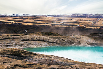 Image showing Geysir geyser in Iceland with steamy water