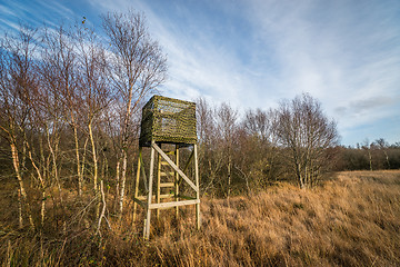 Image showing Hunting tower with a ladder