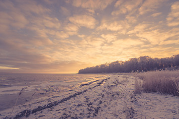 Image showing Frozen sea in the morning sunrise