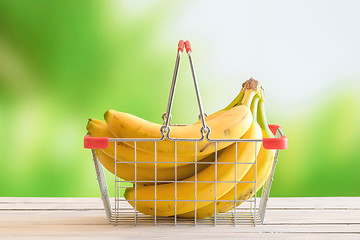 Image showing Bananas in a shopping cart