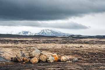 Image showing Landscape with rocks and mountains