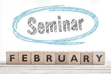 Image showing February seminar sign made of wood