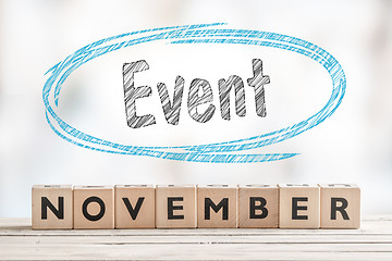 Image showing November event sign with wooden blocks