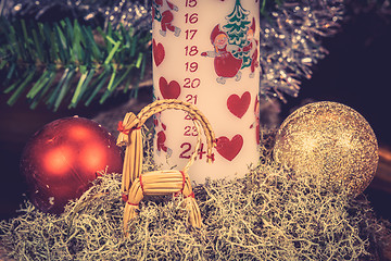 Image showing Xmas ornament with a calendar candle