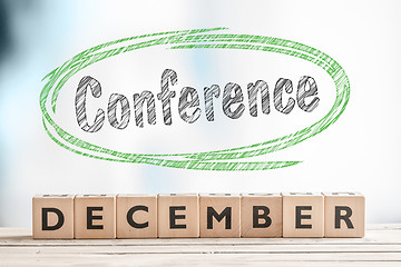 Image showing December conference sign on a stage