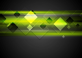 Image showing Dark green glowing tech background