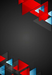 Image showing Abstract blue red triangles on black background
