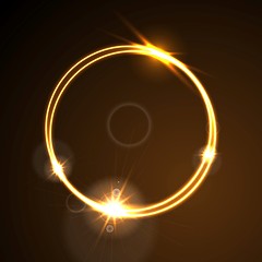 Image showing Glow orange neon ring shiny template design