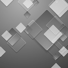 Image showing Grey geometric tech background with glass squares