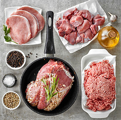 Image showing different types of fresh raw meat