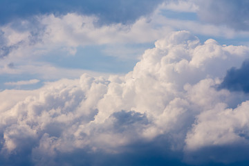 Image showing White clouds on evening blue sky