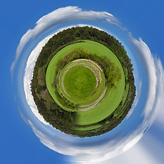 Image showing tiniy planet Beautiful summer rural landscape