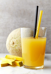 Image showing glass of melon and mango juice